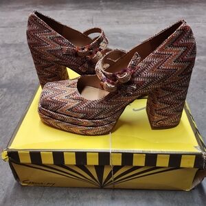 Sam Edleman Circus NY Womens Pepper Platform in Dark Amber Multi Size 7.5